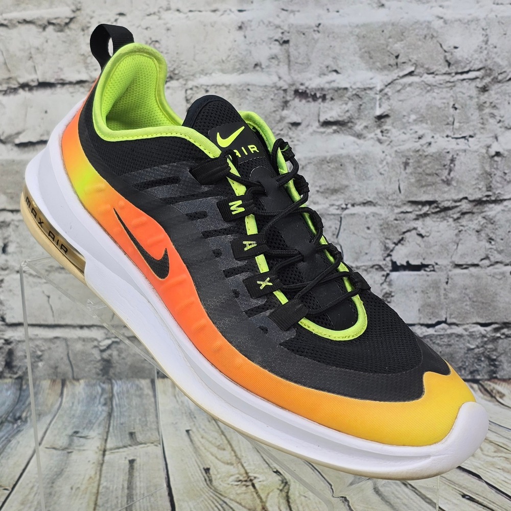 Nike Air Max Axis Sneakers Mens Size 9 Black Orange Volt Yellow Running Shoes